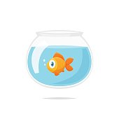 Cartoon goldfish in fishbowl vector