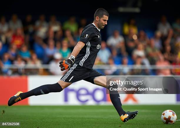 Nenad Eric of Astana in action during the UEFA Europa League group A match between Villarreal CF and FK Astana at Estadio de la Ceramica on September...