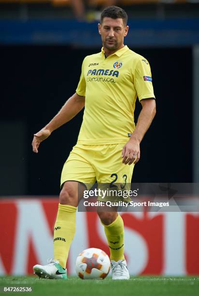 Daniele Bonera of Villarreal in action during the UEFA Europa League group A match between Villarreal CF and FK Astana at Estadio de la Ceramica on...