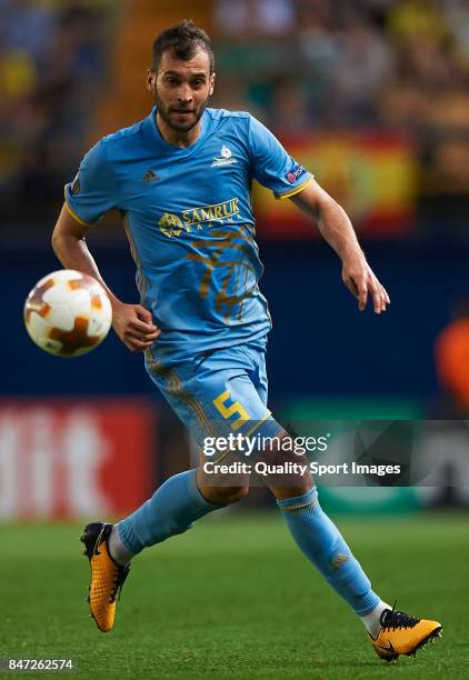 Marin Anicic of Astana in action during the UEFA Europa League group A match between Villarreal CF and FK Astana at Estadio de la Ceramica on...