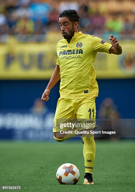 Jaume Costa of Villarreal in action during the UEFA Europa League group A match between Villarreal CF and FK Astana at Estadio de la Ceramica on...