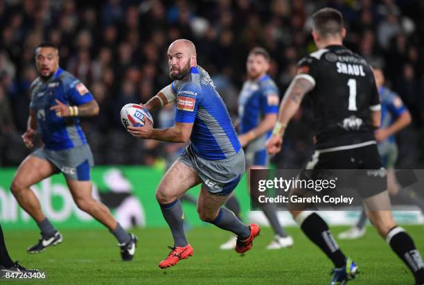 Liam Finn of Wakefield during the Betfred Super League match between Hull FC and Wakefield Trinity on September 14, 2017 in Hull, England.