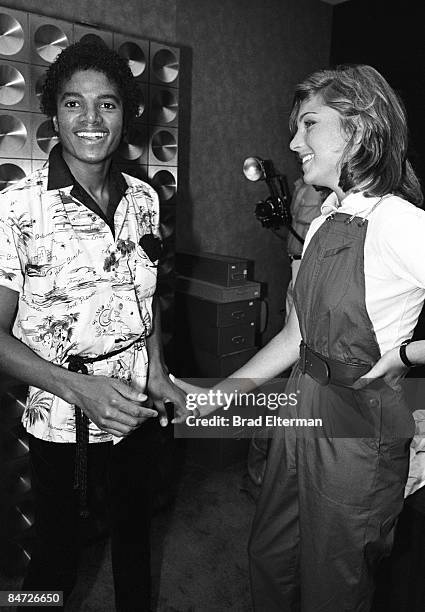 Michael Jackson and Tatum O' Neal at the a Jackson's Gold Record party held in a bank vault in Los Angeles, California.