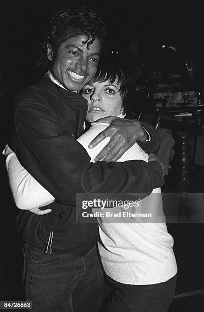 Michael Jackson and Liza Minnelli at a David Geffen party at the Universal City Studios circa 1982 in Los Angeles, California. **EXCLUSIVE**