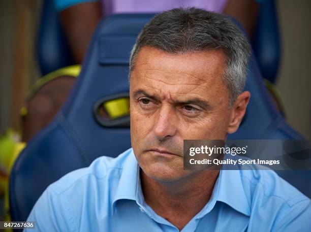 Villarreal CF manager, Fran Escriba looks on prior the UEFA Europa League group A match between Villarreal CF and FK Astana at Estadio de la Ceramica...