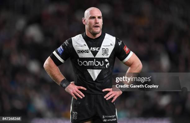 Gareth Ellis of Hull FC during the Betfred Super League match between Hull FC and Wakefield Trinity on September 14, 2017 in Hull, England.