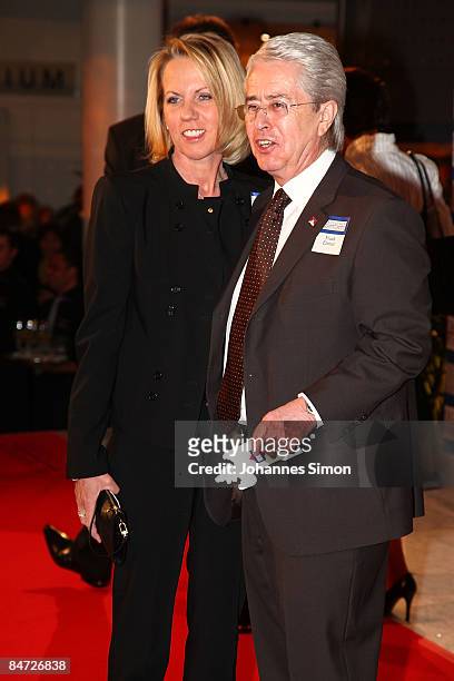Frank Elstner and his girlfriend Britta Gessler attend the awarding ceremony of the German Media Award on February 10, 2009 in Baden-Baden, Germany.
