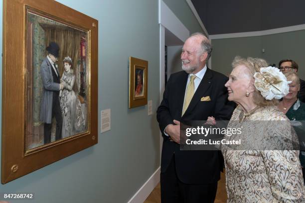 Curator Magnus Olausson and Countess Marianne Bernadotte de Wisborg attend the Swedish Painter Anders Zorn Exhibition at Le Petit Palais on September...