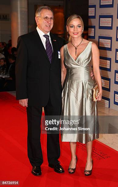 Box champion Regina Halmich and her father Günter Halmich attend the awarding ceremony of the German Media Award on February 10, 2009 in Baden-Baden,...