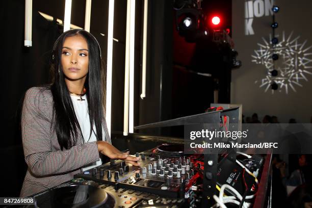 Maya Jama performs at the New Look and the British Fashion Council LFW Launch Party during London Fashion Week September 2017 on September 14, 2017...