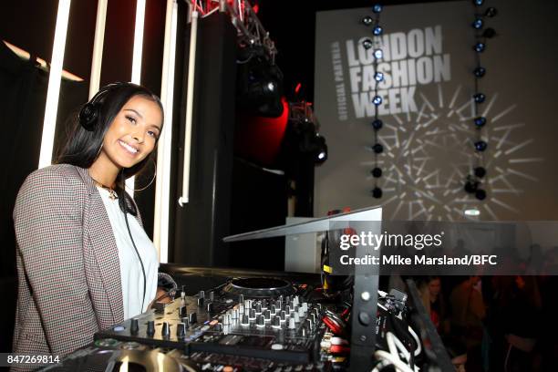 Maya Jama performs at the New Look and the British Fashion Council LFW Launch Party during London Fashion Week September 2017 on September 14, 2017...