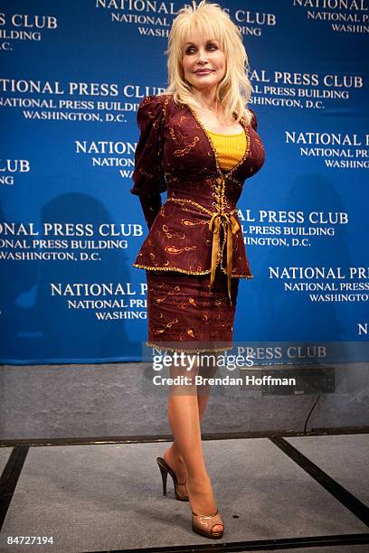 Singer Dolly Parton speaks at the National Press Club on February 10, 2009 in Washington, DC. Parton's new album, Sha-Kon-O-Hey, will be released...