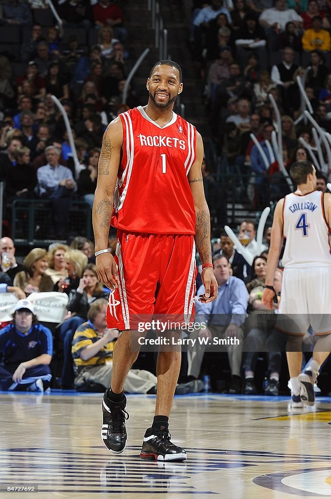 T Mac Rockets Tracy McGrady of the Houston Rockets cracks a smile during the game ...