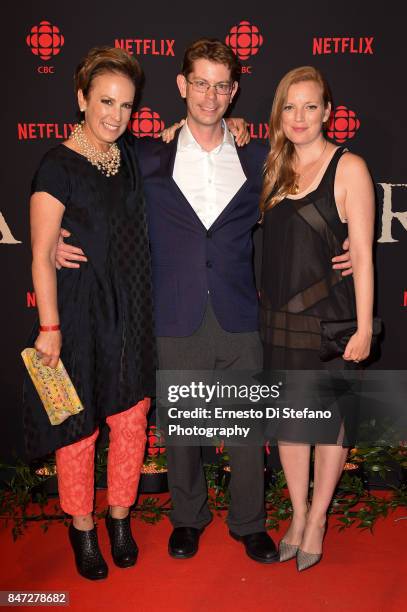 Producers Noreen Halpern, D.J. Carson and Sarah Polley attend the "Alias Grace" TIFF World Premiere Cocktail Reception at Drake One-Fifty on...