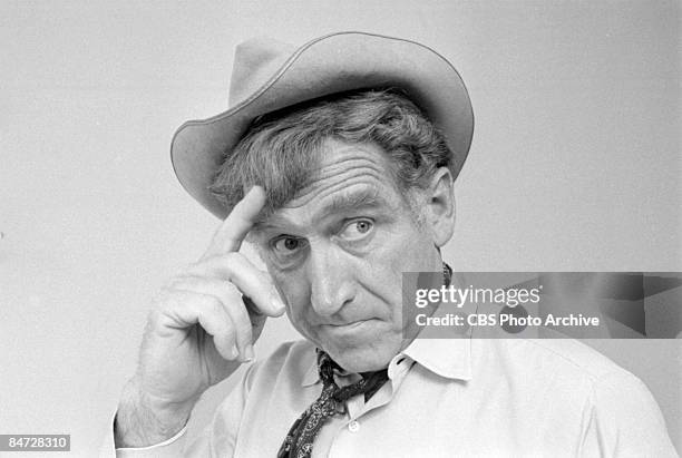 Promotional portrait of American actor James Whitmore in the title role of the one-man, made-for-tv biographical movie, 'Will Rogers' USA,' January...