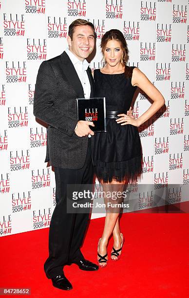 David Walliams and Lisa Snowdon pose in the Press Room at the ELLE Style Awards 2009 held at Big Sky London Studios on February 9, 2009 in London,...