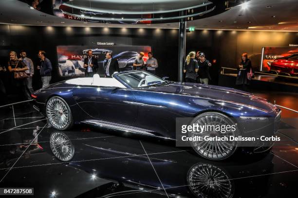 The Vision Mercedes-Maybach 6 Cabriolet on display at the 2017 Frankfurt Auto Show 'Internationale Automobil Ausstellung' on September 13, 2017 in...