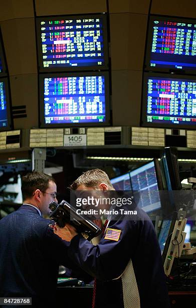 Traders work on the floor of the New York Stock Exchange during afternoon trading February 10, 2009 in New York City. MarkMarkets were down nearly...