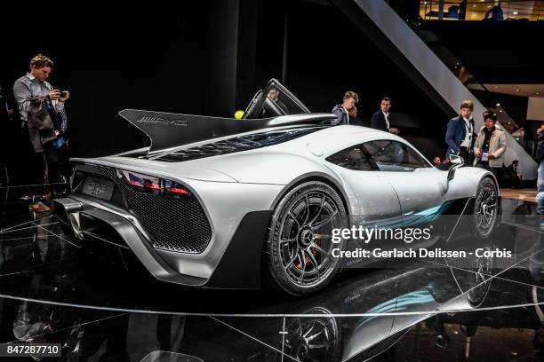 The Mercedes AMG Project ONE on display at the 2017 Frankfurt Auto Show 'Internationale Automobil Ausstellung' on September 13, 2017 in Frankfurt am...