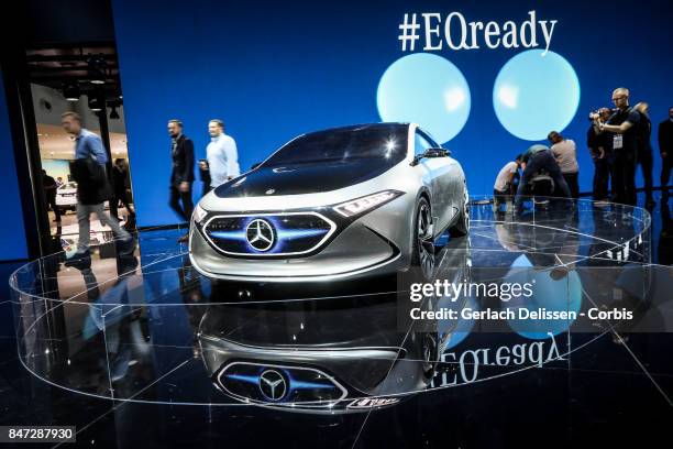 The Mercedes Benz Concept EQA on display at the 2017 Frankfurt Auto Show 'Internationale Automobil Ausstellung' on September 13, 2017 in Frankfurt am...