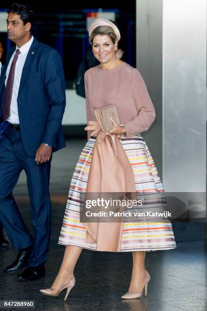 Queen Maxima of The Netherlands opens the congress 'The Day of Youth Professionals' on Friday 15 September in the Jaarbeurs on September 15, 2017 in...