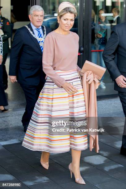 Queen Maxima of The Netherlands opens the congress 'The Day of Youth Professionals' on Friday 15 September in the Jaarbeurs on September 15, 2017 in...