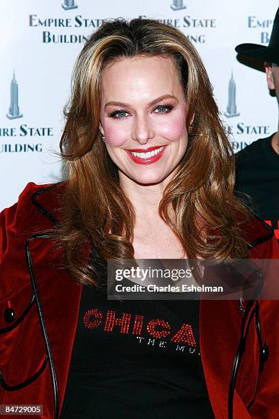 Actress Melora Hardin lights the Empire State Building red for National Wear Red Day on February 6, 2009 in New York City.