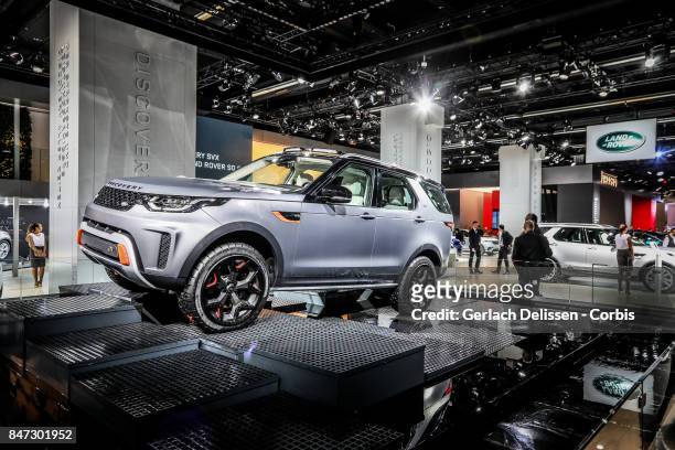 The Land Rover Discovery SVX on display at the 2017 Frankfurt Auto Show 'Internationale Automobil Ausstellung' on September 13, 2017 in Frankfurt am...