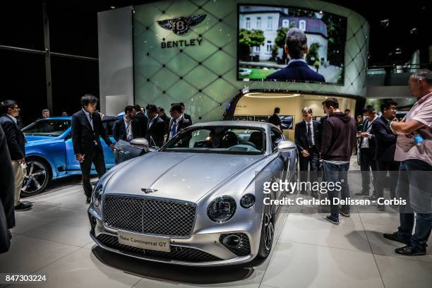 The Bentley Continental GT on display at the 2017 Frankfurt Auto Show 'Internationale Automobil Ausstellung' on September 13, 2017 in Frankfurt am...