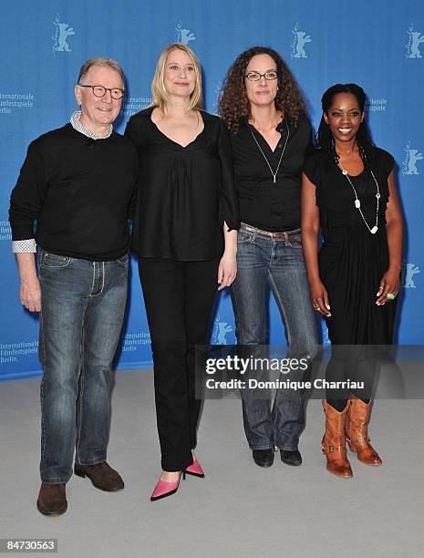 Actor Finn Nielsen, Actress Trine Dyrholm, director Annette K. Olesen and actress Lorna Brown attend the "Little Soldier" photocall during the 59th...
