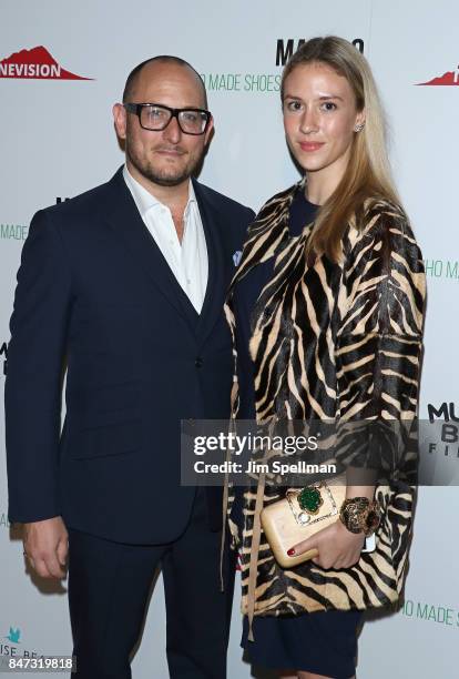 Simon liebel and Lily Liebel attend the premiere of "Manolo: The Boy Who Made Shoes For Lizards" hosted by Manolo Blahnik with The Cinema Society at...