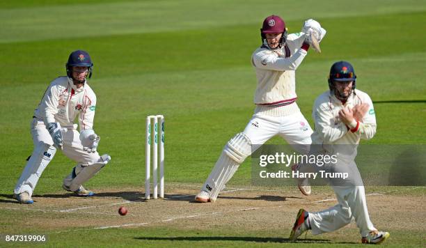 George Bartlett of Somerset bats during Day Four of the Specsavers County Championship Division One match between Somerset and Lancashire at The...