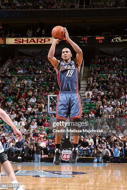 Raja Bell of the Charlotte Bobcats shoots a jump shot during the game against the Utah Jazz at the EnergySolutions Arena on February 2, 2009 in Salt...