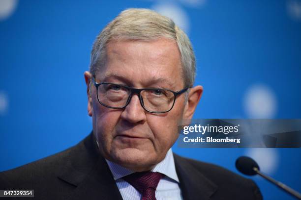 Klaus Regling, managing director of the European Stability Mechanism, speaks during a news conference at the Eurogroup meeting in Tallinn, Estonia,...