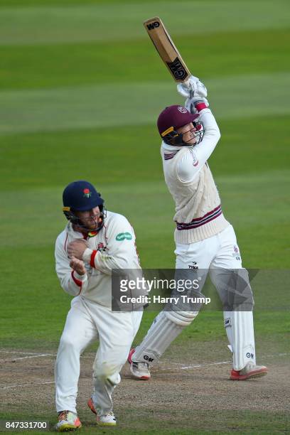 George Bartlett of Somerset bats during Day Four of the Specsavers County Championship Division One match between Somerset and Lancashire at The...