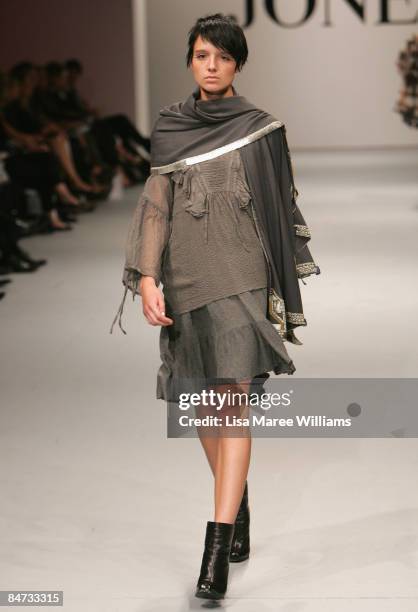 Model showcases a design by Scanlan & Theodore on the catwalk during the David Jones Autumn/Winter 09 Season Launch at the Hordern Pavilion on...