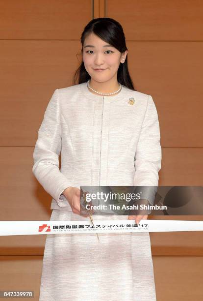 Princess Mako of Akishino attends the tape-cutting ceremony of the International Ceramics Festival on September 15, 2017 in Tajimi, Gifu, Japan.