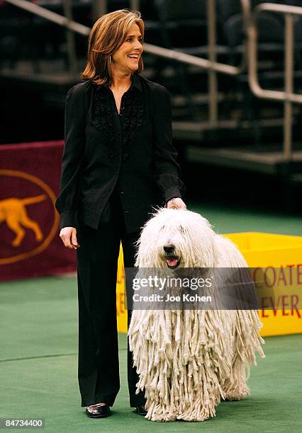 Television personality Meredith Vieira runs around the ring with a Komondor at the 133rd Annual Westminster Kennel Club Dog Show at Madison Square...