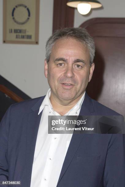 President of "Les Hauts de France" State Xavier Bertrand attends Press Conference during 19th Festival of TV Fiction at La Rochelle on September 14,...