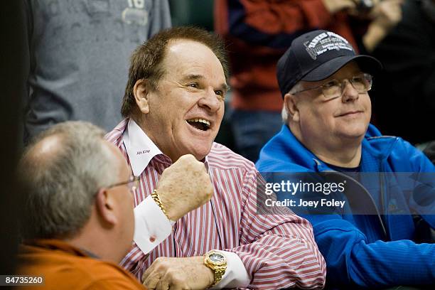 Baseball legend Pete Rose attends the Cleveland Cavaliers vs Indiana Pacers game at Conseco Fieldhouse on February 10, 2009 in Indianapolis, Indiana.