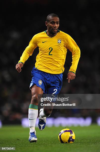 Maicon of Brazil during the International Friendly match between Brazil and Italy at the Emirates Stadium on February 10, 2009 in London, England.