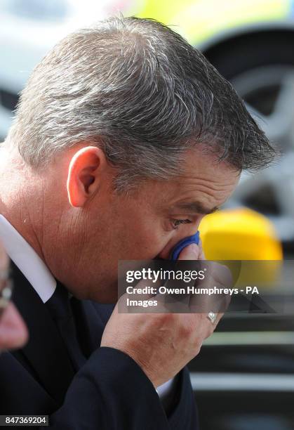 Darren Rathband, the twin of policeman Pc David Rathband, arrives at St Nicholas Cathedral, Newcastle, for a service to celebrate his life.