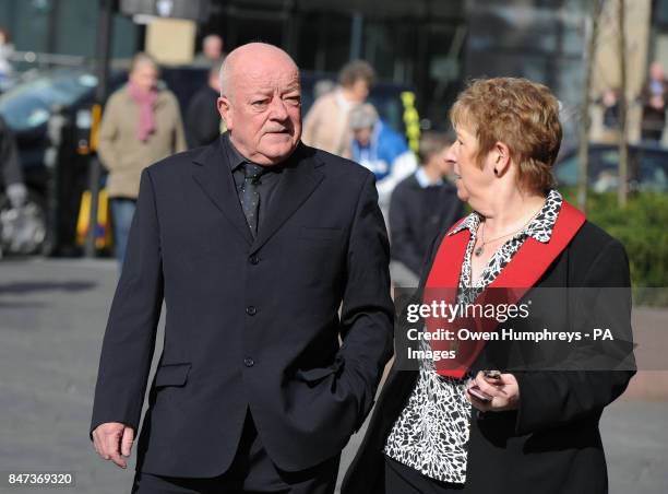 Actor Tim Healey arrives at a service for policeman Pc David Rathband at St Nicholas Cathedral, Newcastle, for a service to celebrate his life.