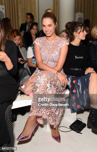 Amber Le Bon attends the DAKS show during London Fashion Week September 2017 at The Langham Hotel on September 15, 2017 in London, England.