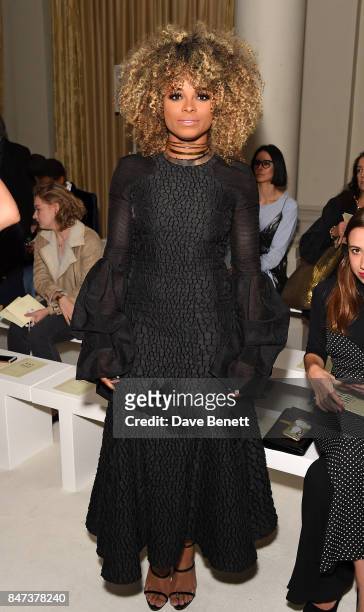 Fleur East attends the DAKS show during London Fashion Week September 2017 at The Langham Hotel on September 15, 2017 in London, England.