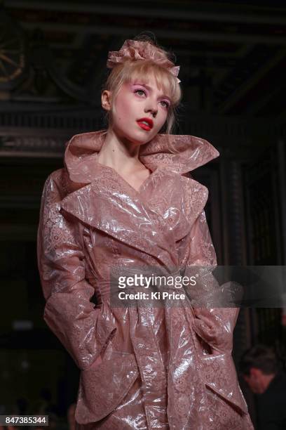 Model Ellie Rae Winstone walks the runway at the Pam Hogg show during London Fashion Week September 2017 on September 15, 2017 in London, England.