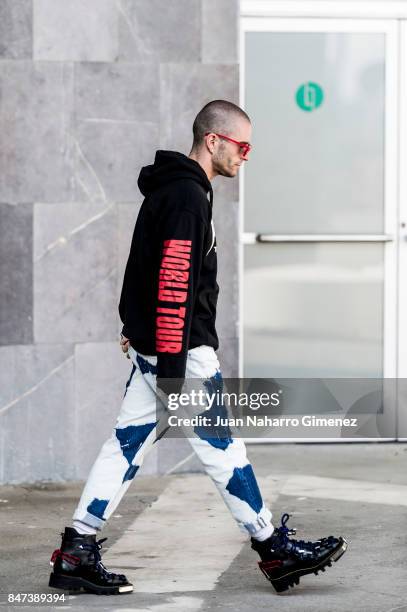 Pelayo Diaz poses during the Mercedes-Benz Fashion Week Madrid Spring/Summer 2018 at IFEMA on September 15, 2017 in Madrid, Spain.