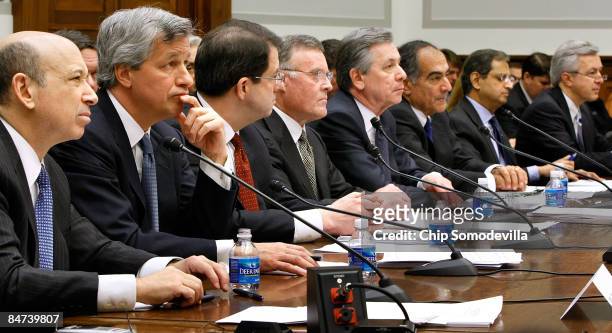 Executives from the financial institutions who received TARP funds, Goldman Sachs Chairman and CEO Lloyd Blankfein, JPMorgan Chase & Co CEO and...