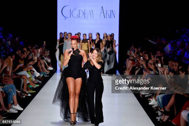 Maya Azucena, Cigdem Akin and models walk the runway at the Cigdem Akin show during Mercedes-Benz Istanbul Fashion Week September 2017 at Zorlu...