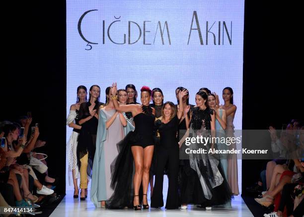 Maya Azucena, Cigdem Akin and models walk the runway at the Cigdem Akin show during Mercedes-Benz Istanbul Fashion Week September 2017 at Zorlu...